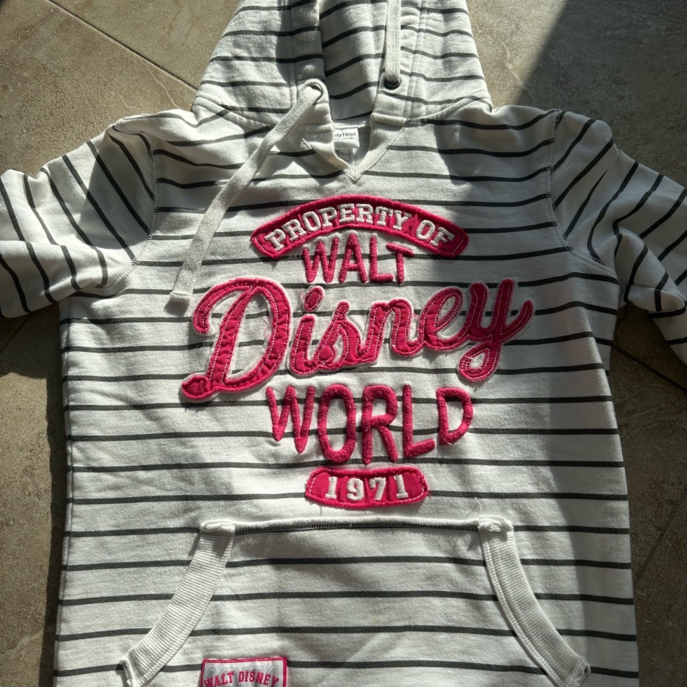 Striped Hoodie with Pink Disney Logo